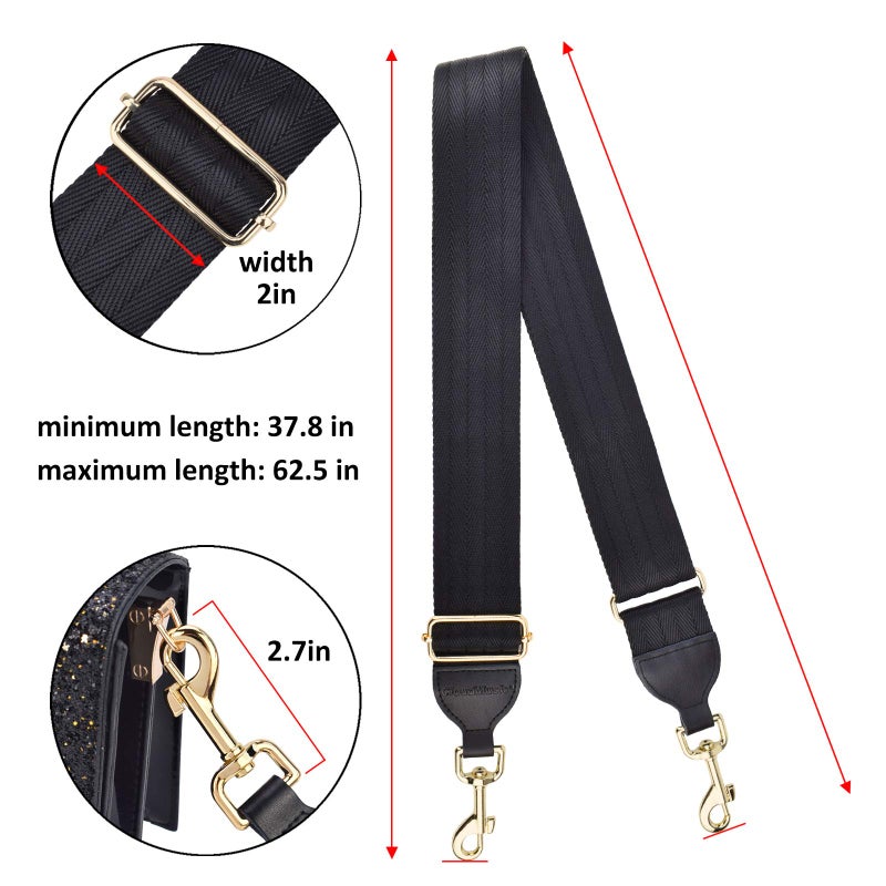 CLOUDMUSIC Handbag Strap Replacement Crossbody Strap Purse Strap For Women Girls (Black) - Image 3